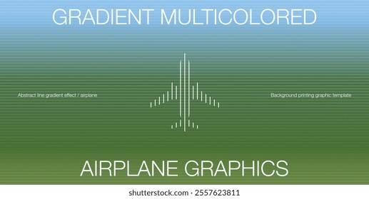 Line gradient pattern airplane symbol multicolored minimal modern style vector glass grainy blurred neon in pastel colors. cover wallpaper branding glass texture banner template print travel trip