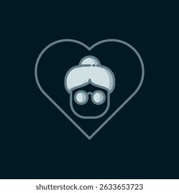 Line Grandmother icon isolated on black background. Flat filled outline style with shadow. Vector
