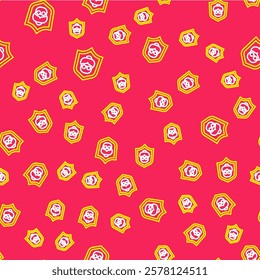 Line Grandmother icon isolated seamless pattern on red background.  Vector