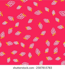 Line Grape fruit icon isolated seamless pattern on red background.  Vector