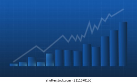 line graph with bar chart shows stock market price or financial investment profit. business management background with copy space concept