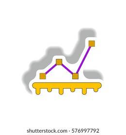 line graph chart business statistic Vector illustration in paper sticker style of progress statistics