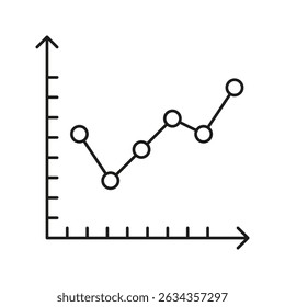 Line Graph Chart Icon. Data Analysis, Business Growth, And Statistical Trends Outline Symbol. Financial Performance Tracking. Editable Stroke. Isolated Vector Illustration.