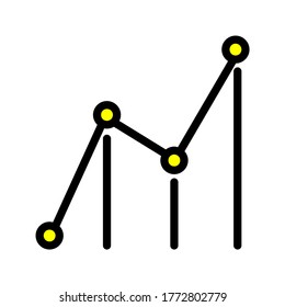 line graph chart icon with yellow filled outlined