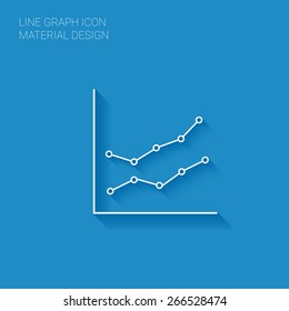 Line graph chart infographic element in modern flat design with long shadows suitable for presentations, reports, etc. Eps10 vector illustration.