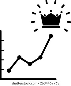 Line Graph and Crown Isolated Vector Icon