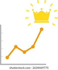 Line Graph and Crown Isolated Vector Icon