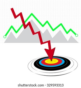 Line graph element. Graph, chart over gridded background. Vector.