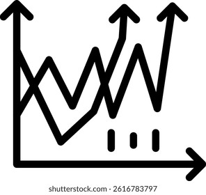 Line Graph Glyph Vector Icon Design
