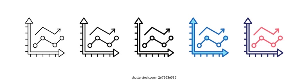 Icono De Gráfico De Línea En 5 Estilos Diferentes Colección.