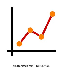 Line Graph Icon - Graph Chart Isolated , Growth Diagram Illustration - Vector Chart