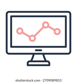 Ilustración vectorial de diseño de color de línea de icono de gráfico de línea