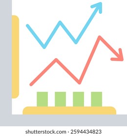 Line Graph Icon Element For Design