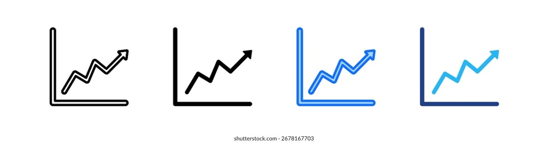 Line Graph Icon Set Multiple Style Collection