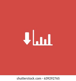line graph icon. sign design. red background