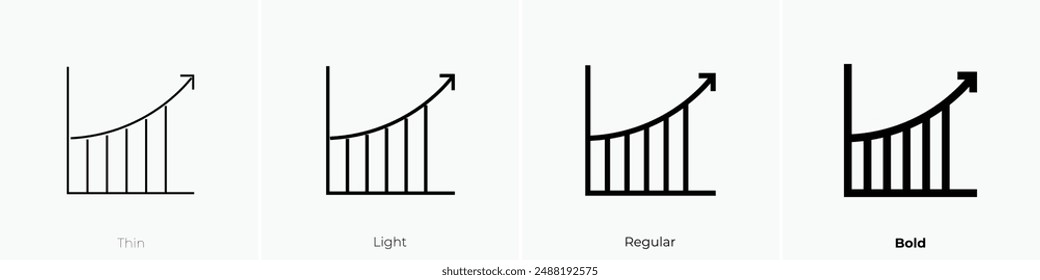 line graph icon. Thin, Light Regular And Bold style design isolated on white background