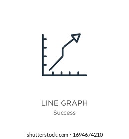 Line graph icon. Thin linear line graph outline icon isolated on white background from success collection. Line vector sign, symbol for web and mobile