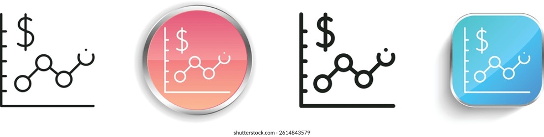 line graph icon. Thin Linear, Regular and Button Style Design Isolated On White Background