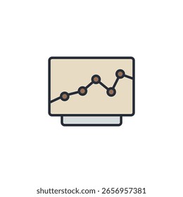 line graph icons isolated on White Background. Flat style design
