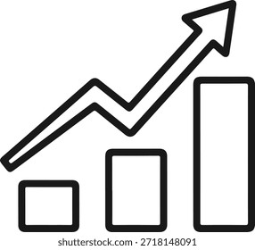 Gráfico de líneas con tendencia creciente y gráfico de barras que representa el crecimiento y el progreso