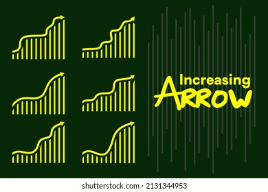 Line graph increasing vector graphical arrow set for dominating market.