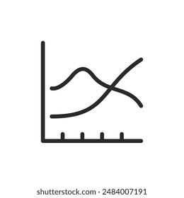 Liniendiagramm, Symbol für linearen Stil. Bearbeitbare Strichbreite.