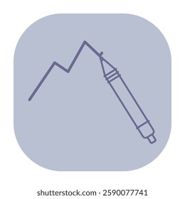 Line graph with pen. Concept of trends in business performance and importance of documentation in office setting