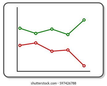 Line graph with points. Chart. Statistics.
