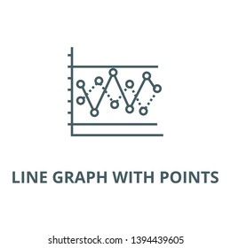 Line graph with points vector line icon, linear concept, outline sign, symbol