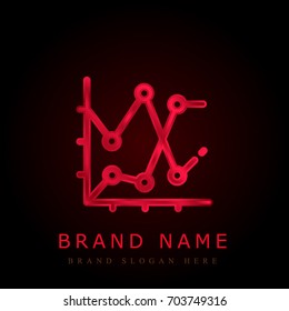 Line graph red chromium metallic logo