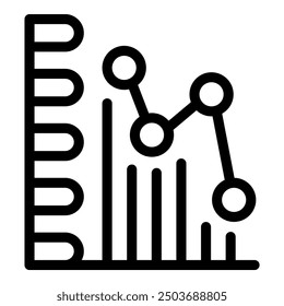 Line graph is representing a market trend with decreasing values