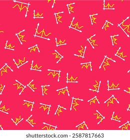 Line Graph, schedule, chart, diagram, infographic, pie graph icon isolated seamless pattern on red background.  Vector