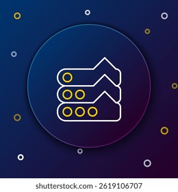 Line Graph, schedule, chart, diagram, infographic, pie graph icon isolated on blue background. Colorful outline concept. Vector