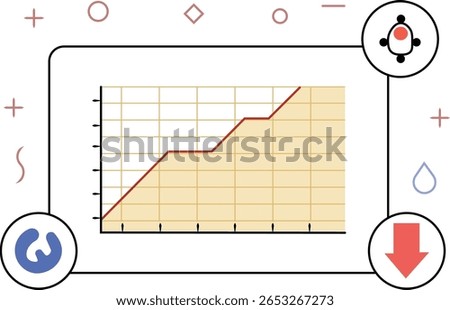 Line Graph Showing Increasing Code Commits With Github and Terminal Icons Illustrating Continuous Developer Activity and Steady Growth in Software Projects