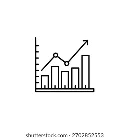 Gráfico de linhas mostrando a tendência ascendente isolada, representando o crescimento dos negócios, o sucesso e a análise de dados
