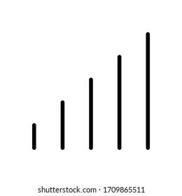 line graph symbol for icon, simple line bar chart, icon signal for data ux ui website or mobile application, signal graph for different bar levels, graph line for element signal network, vector