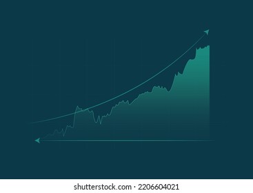 Line graph with uptrend arrow shows business growth profit