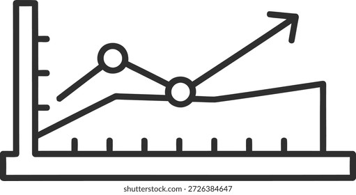 Un gráfico de líneas con una tendencia ascendente y una Regla en la parte inferior