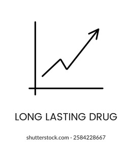 A line graph with an upward trend, symbolizing growth or increasing drug efficacy, in vector style, with an editable stroke.