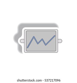 line graph Vector illustration in paper sticker style of board with progress statistics