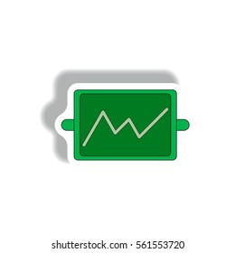 line graph Vector illustration in paper sticker style of board with progress statistics