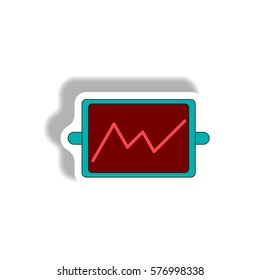 line graph Vector illustration in paper sticker style of board with progress statistics