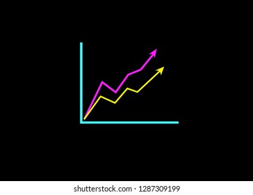 Line Graph - Vector. Graph report vector colorful design. increase graph vector.