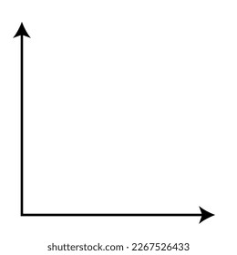 Lineargraph x-Achse und y-Achse schwarz auf weißem Hintergrund