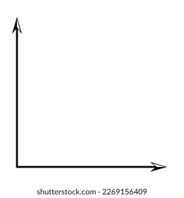 Lineargraph x-Achse und y-Achse schwarz auf weißem Hintergrund