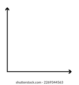 Lineargraph x-Achse und y-Achse schwarz auf weißem Hintergrund