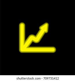 Line graph yellow glowing neon ui ux icon. Glowing sign logo vector