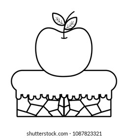 line graphic apple fruit in the flat scene