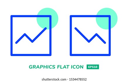 Line Graphic Charts Flat icons. Graphics up and down icons