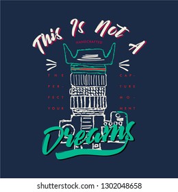 line graphic handcrafted camera illustration for t shirt print